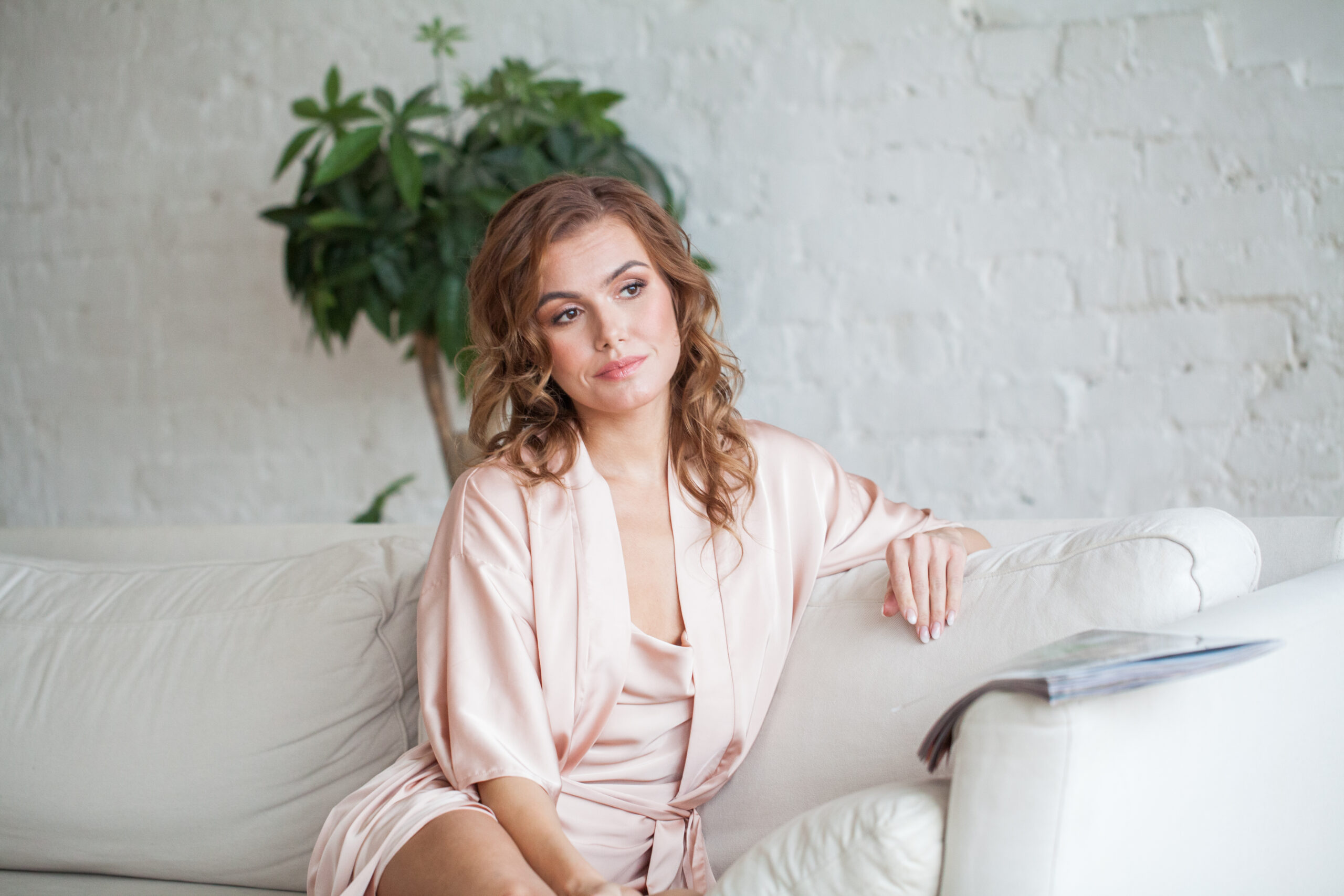 nice woman pink home clothes relaxing home scaled